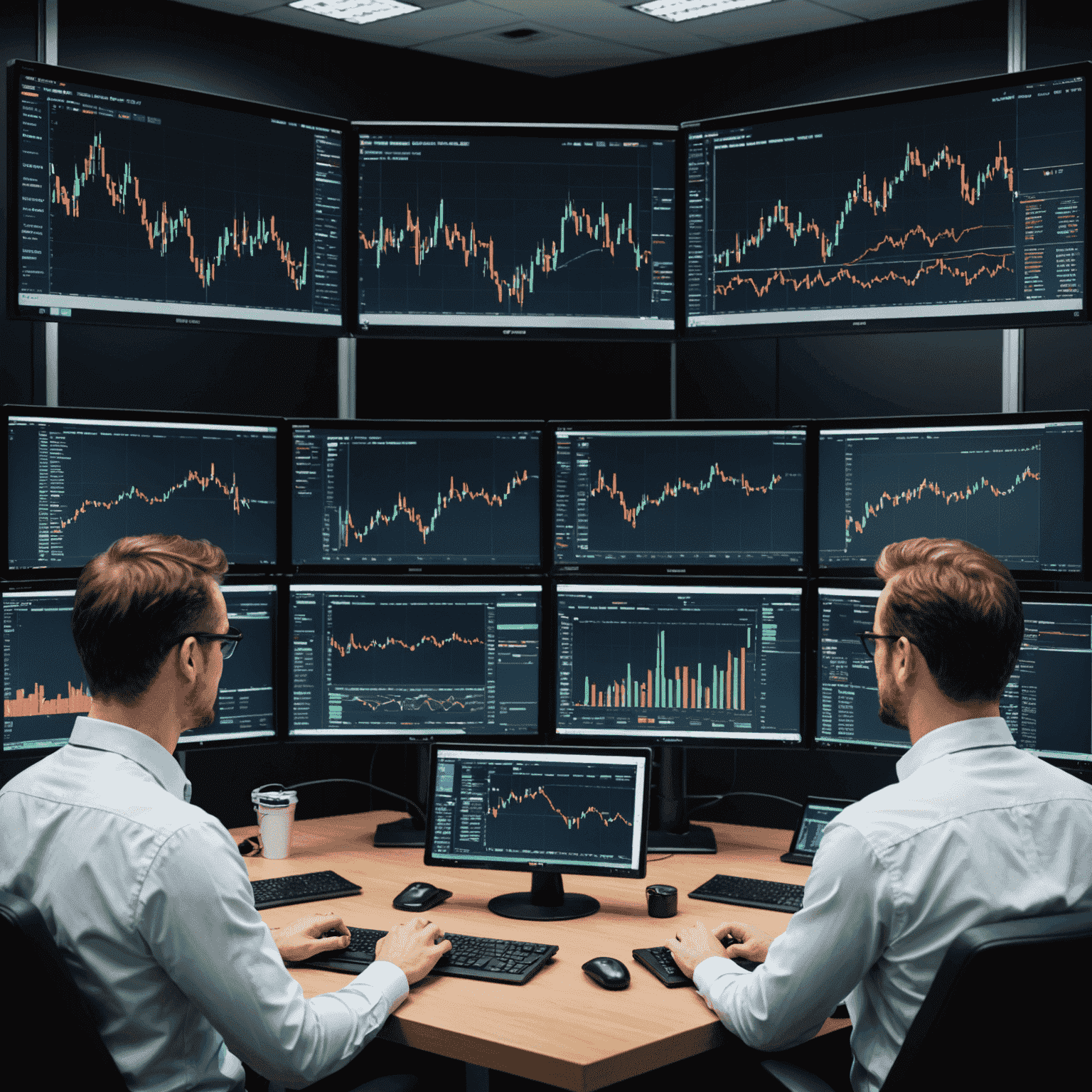Multiple screens showing different trading platforms with seamless data and strategy transfer between them.